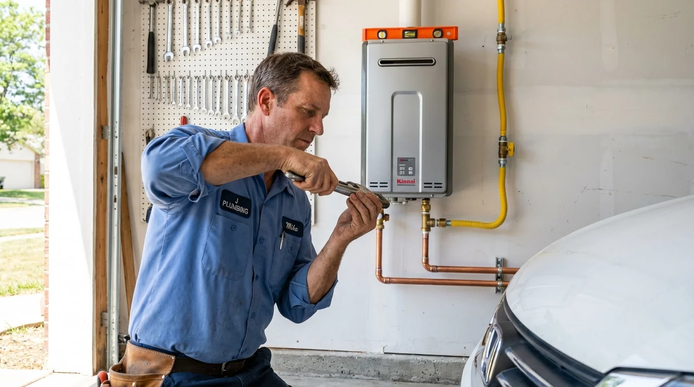 Tankless water heater installation by a Johns Plumbing LLC plumber in Rose Hill